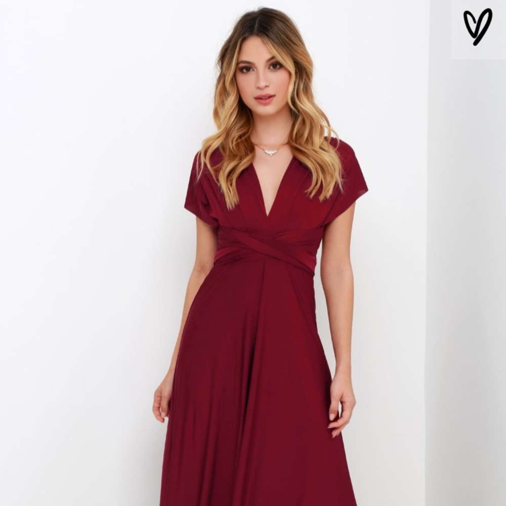 Always Stunning Convertible Burgundy Maxi Dress